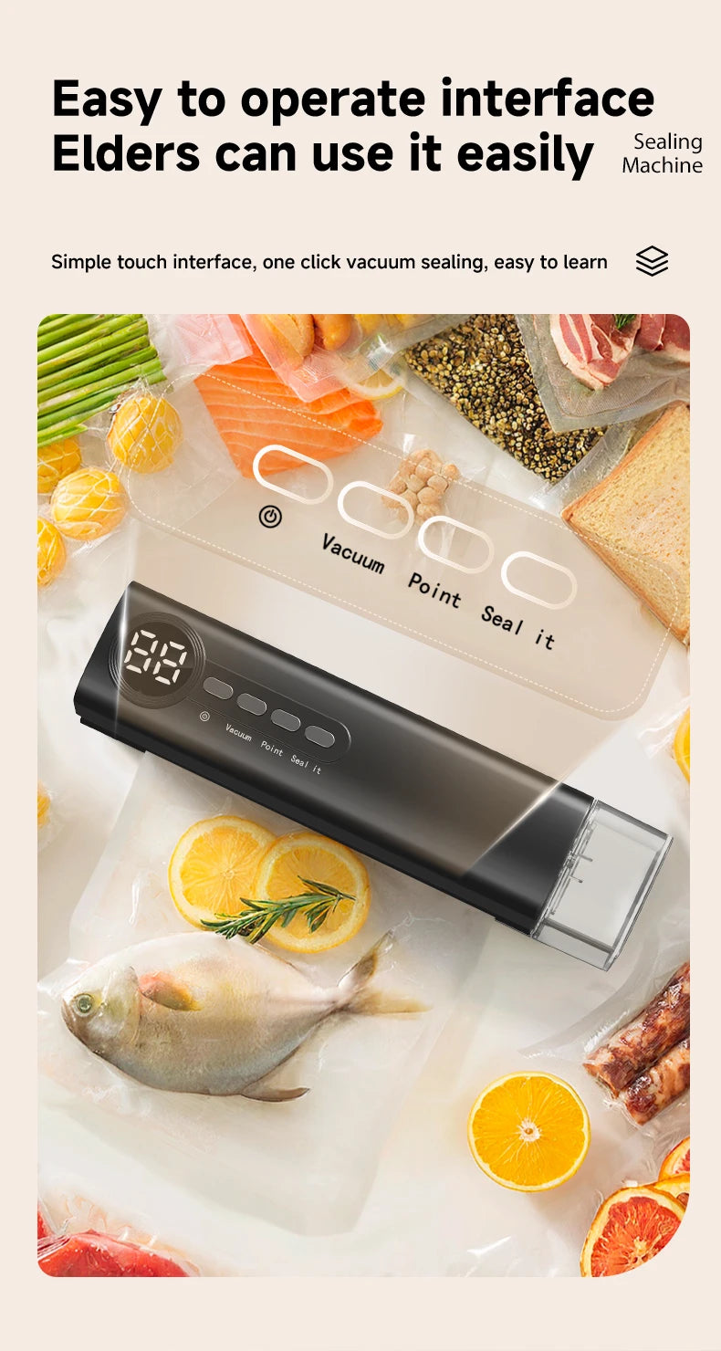 RS-F183H Mini Wireless Food Vacuum Sealing Machine, Digital Multifunctional Charging Magnetic Heat Absorption Sealing Machine. - AMULET RING STORE