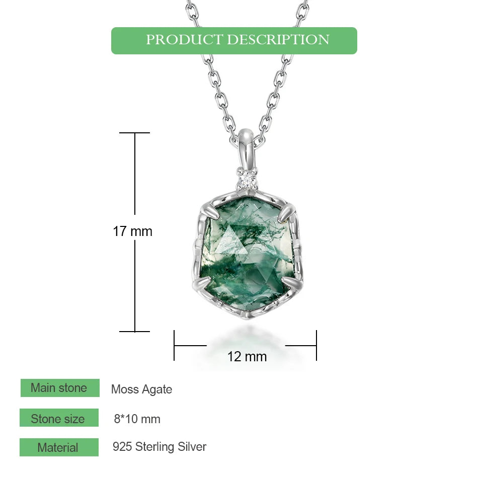 WES 100% 925 Silver Natural Unique Boho Moss Agate Pendant Necklace for Woman Earth Day Forest Jewelry Engagement Gift Wholesale - AMULET RING STORE