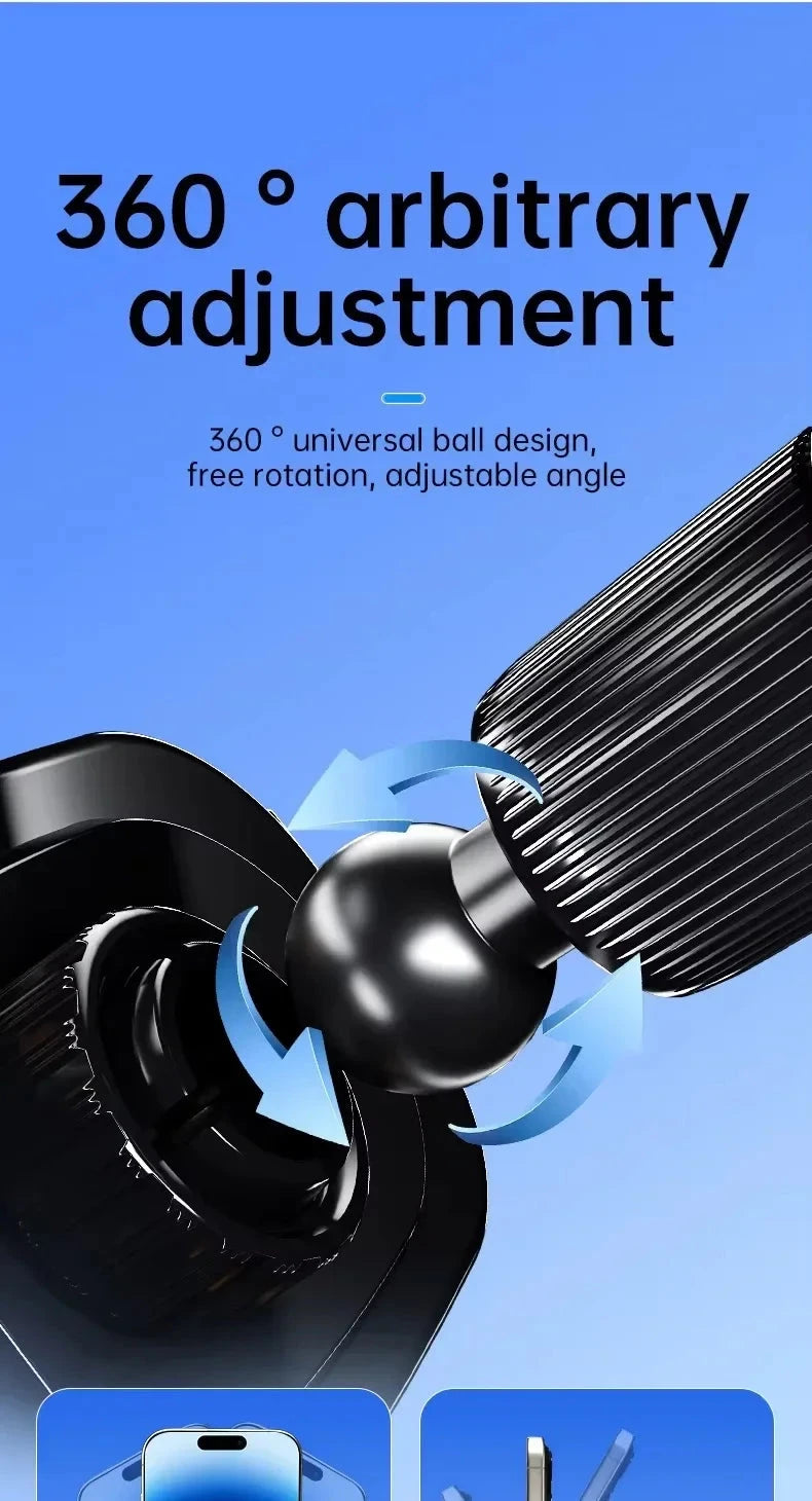 UYUXIO Manual Clamp Wireless Car Charger 15 Fast Charging Air Vent Car Mount Phone Holder for iPhone Samsung Android Phone
