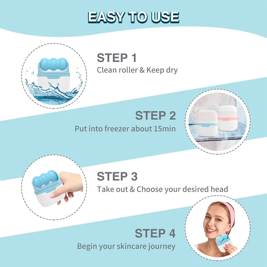 ICE ROLLER S30 Facial Massager Cool Skin Lifting Double Head Tool Face Lift Roller Pain Relief Face Skincare Beauty