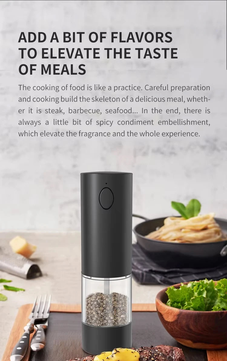 1/2PCS Electric Salt And Pepper Grinder with LED Light Gravity Sensing Adjustable Spice Mills Cordless Automatic Kitchen Gadget - AMULET RING STORE