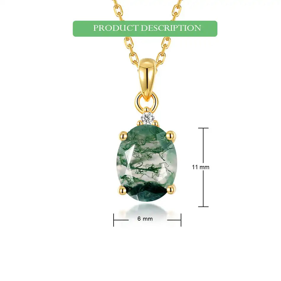 WES 100% 925 Silver Natural Unique Boho Moss Agate Pendant Necklace for Woman Earth Day Forest Jewelry Engagement Gift Wholesale - AMULET RING STORE