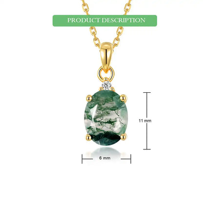 WES 100% 925 Silver Natural Unique Boho Moss Agate Pendant Necklace for Woman Earth Day Forest Jewelry Engagement Gift Wholesale - AMULET RING STORE