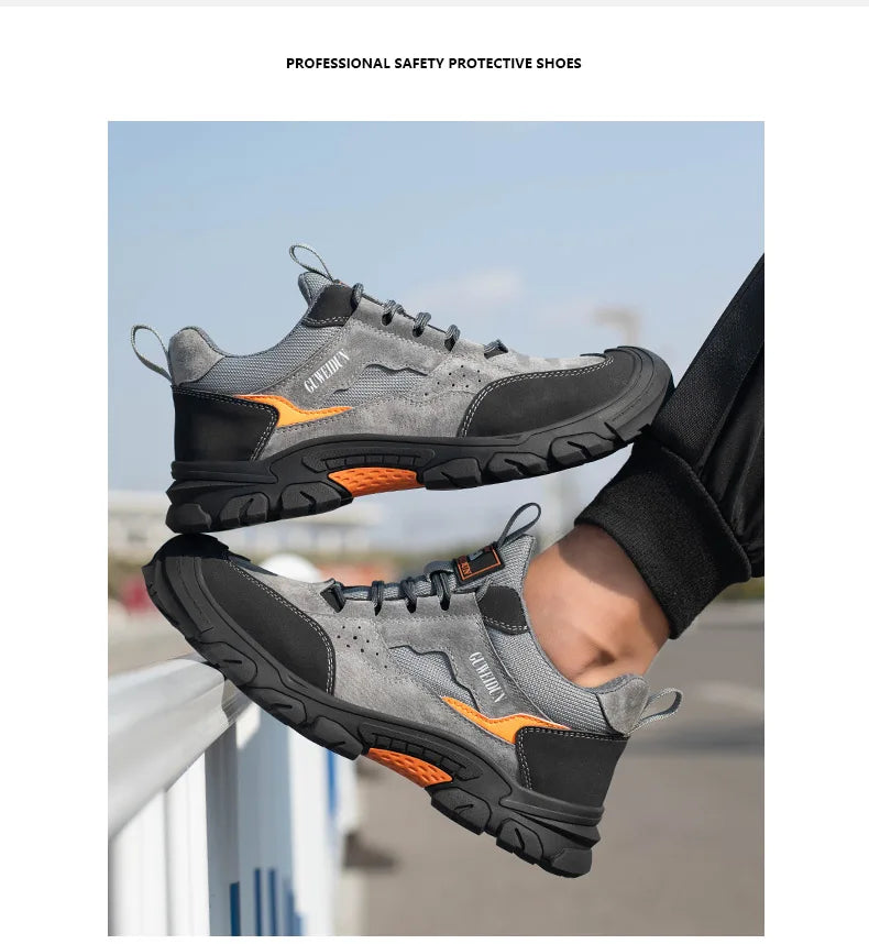Men Safety Work Shoes Plastic Toe Safety Boots Fashion Lightweight Comfort Working Sneakers Anti-puncture Indestructible Shoes - AMULET RING STORE