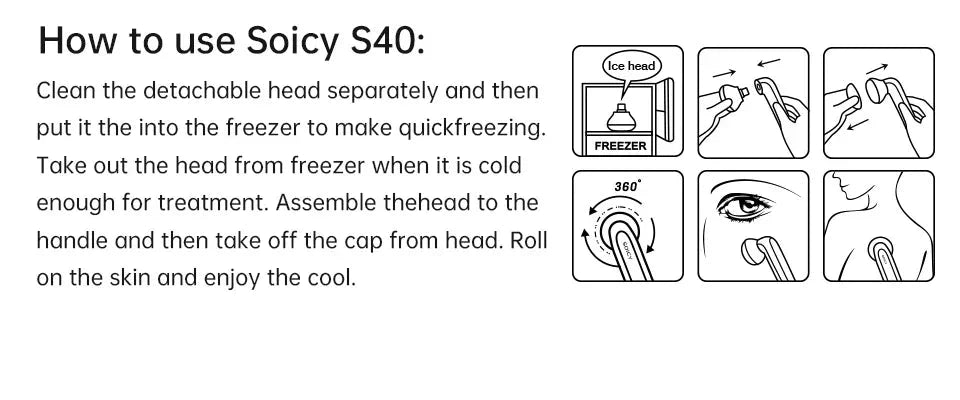 Face Ice Roller With 2 Head Skin Cooling Tool Neck Face Eyes Massagers Ice Body Relief Massage Roller Cooling Derma Stamp Cooler