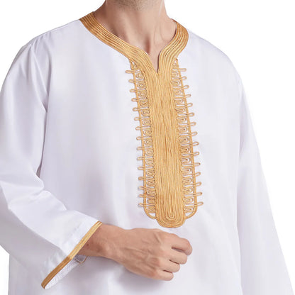 Middle Eastern Style Arrival! Spring-Summer Short-sleeve Embroidered Robe, Large-size Men's Ethnic Clothing for Ultimate Comfort