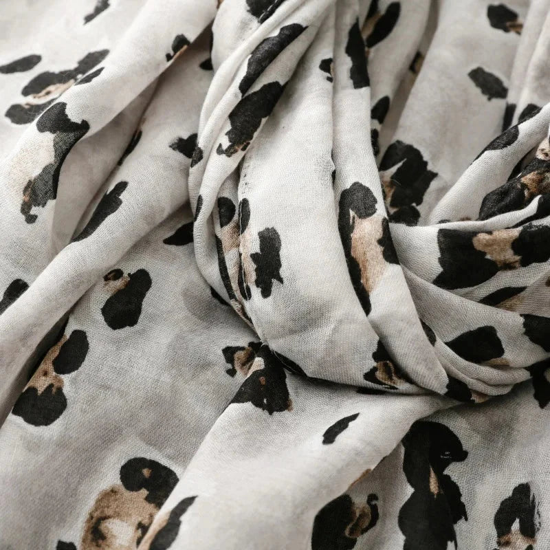 88*180cm Leopard Print Women Viscose Scarf Summer Beach Shawl Cotton Linen Feeling Tassel Pashmina Muslim Hijab Wrap Lady