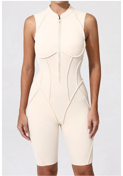 Seamless Yoga Jumpsuit Sports Fitness Backless Tight Zipper Long-sleeved One-Piece Workout Clothes Gym Leggings Sportswear