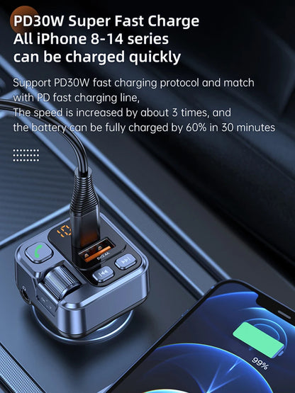 Car Bluetooth Receiver USB U Disk Read PD20w Fast Charging Digital Display Car Mobile Phone Adapter FM Transmiter For Cellphones - AMULET RING STORE