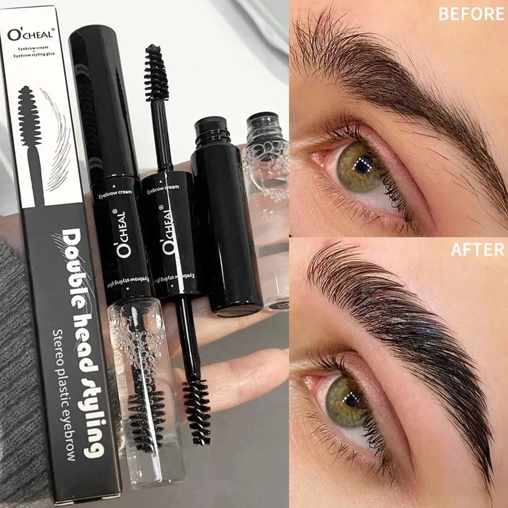 Double-ended Black Brown Dye Eyebrow Styling Gel Waterproof Lasting Wild Brow Tint Wax Transparent Liquid Brows Cream Cosmetics - AMULET RING STORE