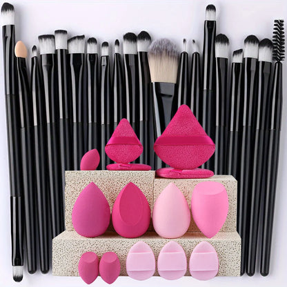 8/20Pcs Eye Makeup Brush Set Portable Soft Makeup Tool Eyeshadow Blending Detail Cosmetics Brush Kit with Makeup Egg Powder Puff - AMULET RING STORE