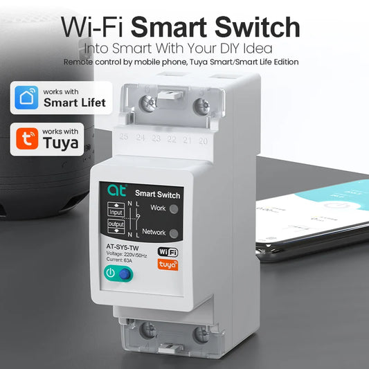 Tuya WIFI Smart circuit breaker 2P 63A charge statistics for smart home wireless control switch by smart life APP CNMIBO