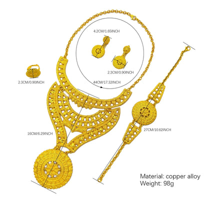 New Big Italian 24k Gold Plated Jewelry Set For Women Indian Dubai Party African Necklace Sets Bridal Gifts Arabic Jewelry Sets