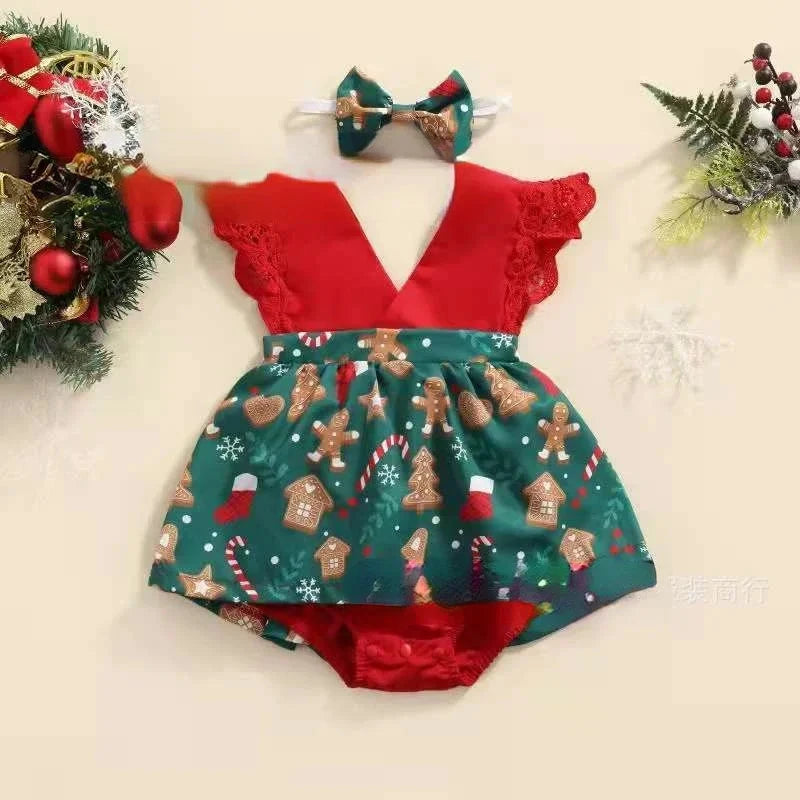 Baby Girl Dress New 2-piece Red Flower Baby Clothing Newborn Girl Lace Dress Princess Skirt Clothing 0-24M Princess Dress - AMULET RING STORE