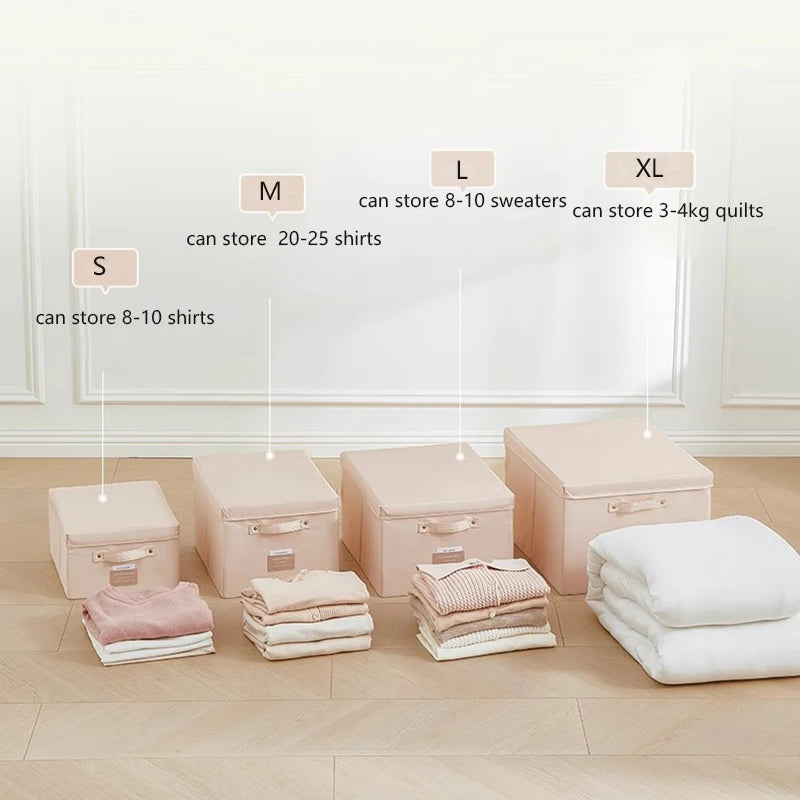 Fabric Foldable Storage Box With Lid Organizer For Clothes Large Capacity Quilt Blanket Toy Storage Closet Wardrobe Organizer - AMULET RING STORE