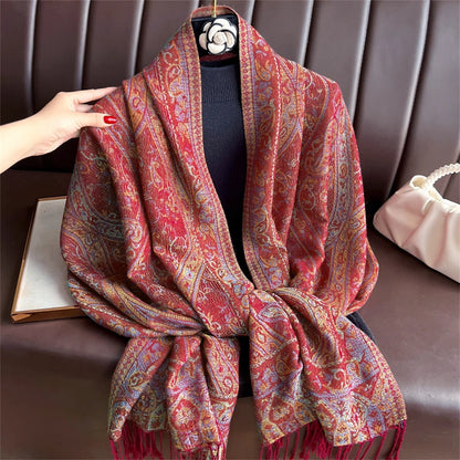 Elegant Ethnic Autumn Cashmere Shawl for Women Jacquard Pashmina Scarves Bufandas De Invierno Mujer Female Foulard Stoles Scarf - AMULET RING STORE