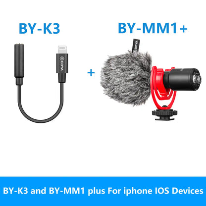 BOYA BY-MM1 Professional Cardioid Shotgun Microphone for iPhone Android Smartphone PC Canon Nikon DSLR Camera Recording Vlog