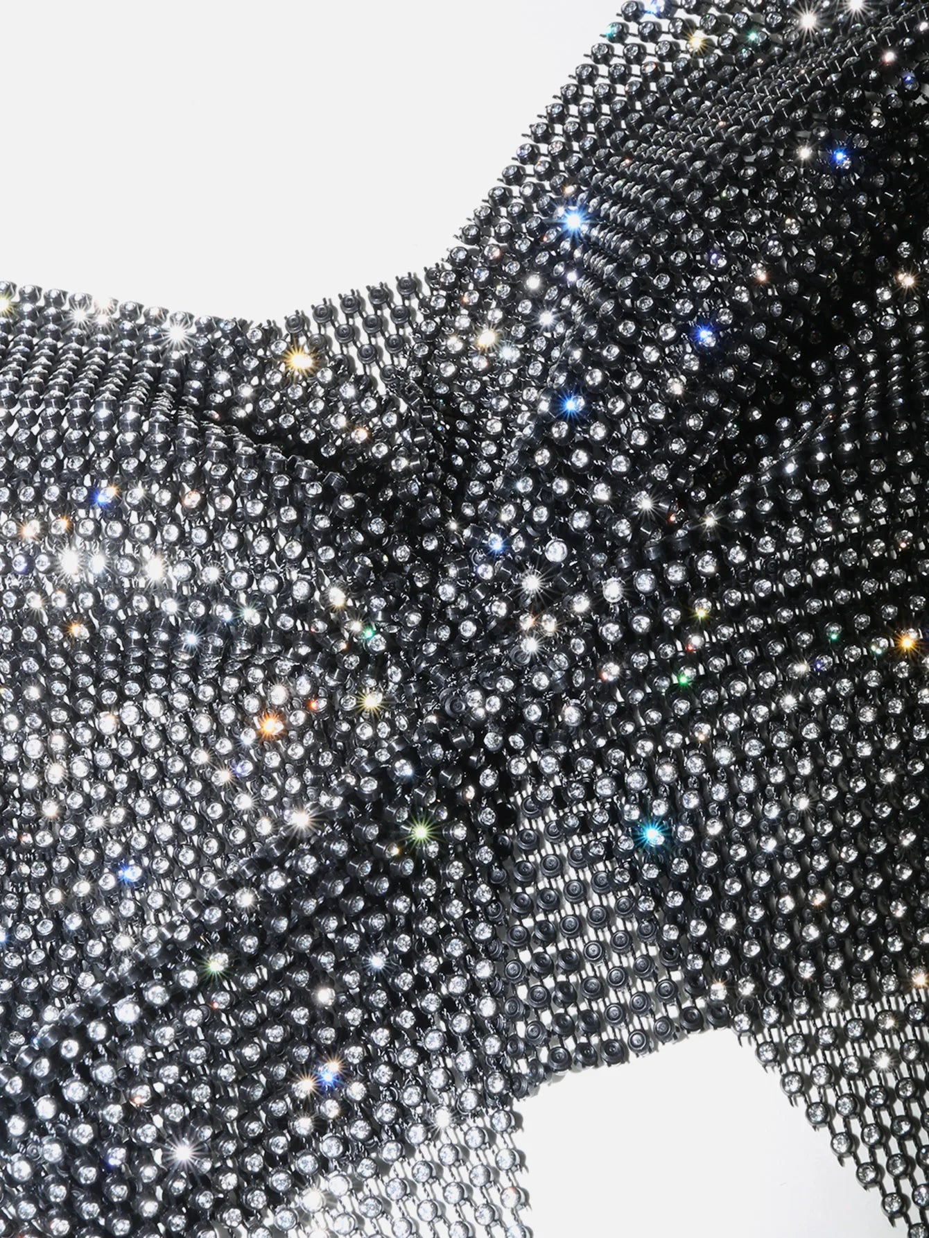 Summer Women Elastic Fishnet Crop Top Glitter Rhinestone Mesh Fine Flash Shoulder Strap V Neck Tank Top Rave Festival Camisole - AMULET RING STORE