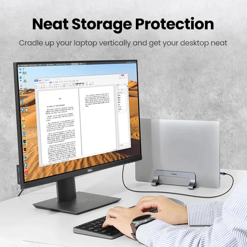 UGREEN Vertical Laptop Stand Holder For MacBook Air Pro Aluminum Foldable Notebook Stand Laptop Support MacBook Pro Tablet Stand - AMULET RING STORE