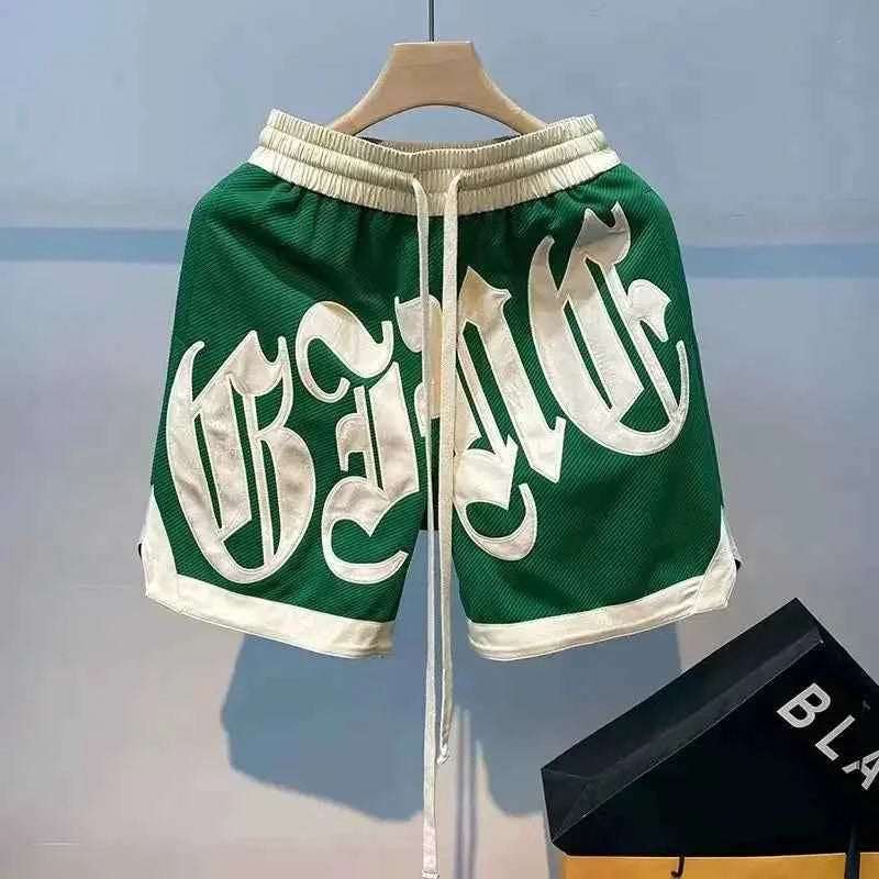 European and American Popular High Street Embroidery Jogging Women Short Hip-hop Goth Loose Wide-leg Pants Couple Classic Shorts