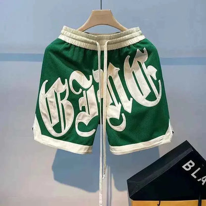 European and American Popular High Street Embroidery Jogging Women Short Hip-hop Goth Loose Wide-leg Pants Couple Classic Shorts