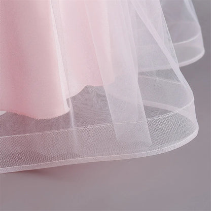 Lovely Yellow Flower Girl Dress Baby First Communion Gowns Wedding Thin Length Bow Belt Kids Birthday Gift Ball Party Clothing