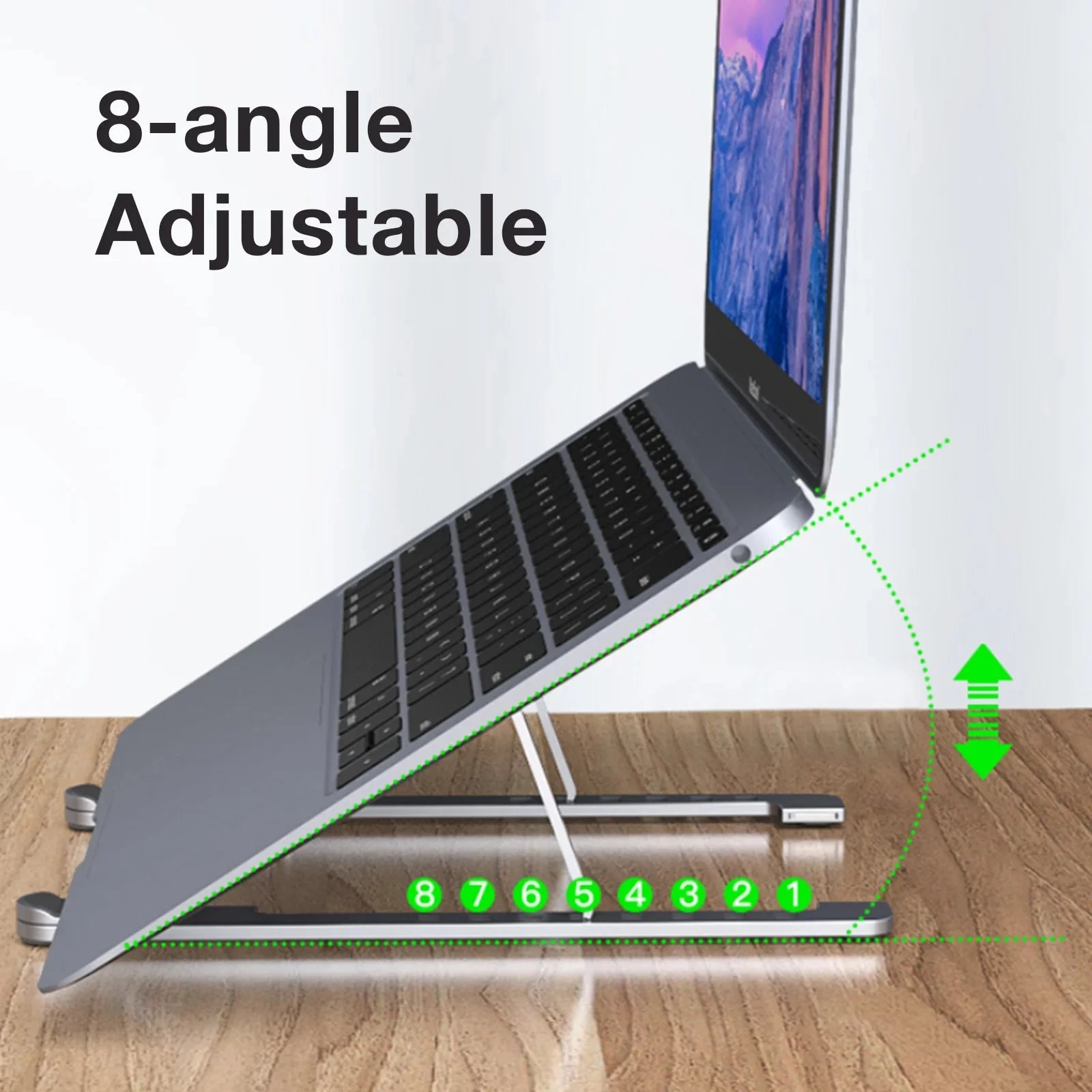 Aluminum Alloy Magnetic Laptop Stand With 8-Level Adjustment, Ventilation and Heat Dissipation, Equipped With Silicone Anti-Slip - AMULET RING STORE