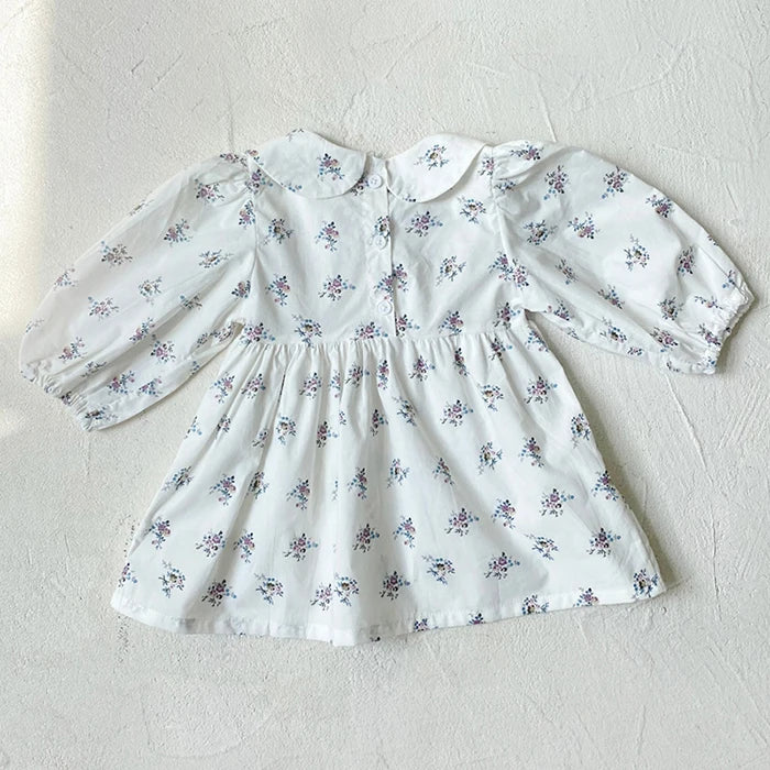 2024 New Autumn 0-3Yrs Kids Princess Dress Baby Bodysuits Long Sleeved Cotton Print Infant Baby Girls Party Dress Sister Clothes