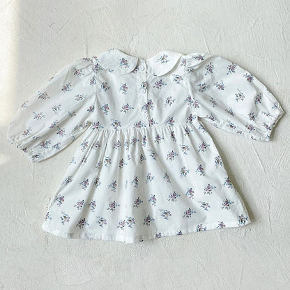 2024 New Autumn 0-3Yrs Kids Princess Dress Baby Bodysuits Long Sleeved Cotton Print Infant Baby Girls Party Dress Sister Clothes