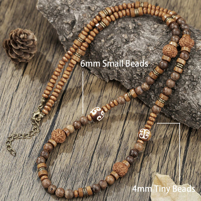 1PC Men's Retro Ethnic Style Africa Stone Necklace for Men Hippie Bohemia Long Beaded Necklace Man Tribal Jewelry Collar Hombre