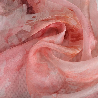 [BYSIFA] Women Chiffon Pure Silk Scarf Cherry Blossom Floral Design Long 100% Silk Shawl Scarf Purple Pink Silk Scarves Echarpes