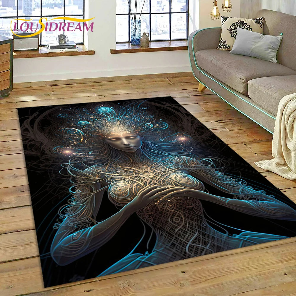 Naturalize Yoga Zen Meditation Rainbow 7 Chakra Carpet Rug for Home Living Room Bedroom Sofa Doormat Decor,Area Rug Non-slip Mat