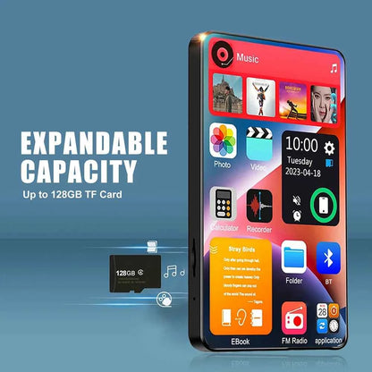 HD MP3 MP4 PlayerFull Touch ScreenBluetooth 5.2 Walkman16GBBuilt-in SpeakerMusic PlayerFM RadioRecordingEbook