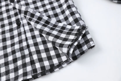 New Spring and Autumn Winter Boys and Girls 1-14 Years Old Classic Woolen Checkered Shirt Student Dress Versatile Shirt