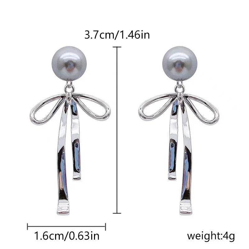 Elegant Red Zircon Butterfly Drop Earrings for Women Temperament Sweet Metal Bow Earrings Fashion Girl Jewelry Accessories