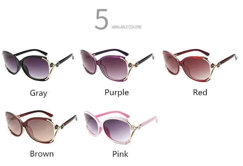 Women’s Sexy Retro Sunglasses Gradient Sun Glasses Round Large-Framed Brand Designer Style with Camellia Hollow-out Accents