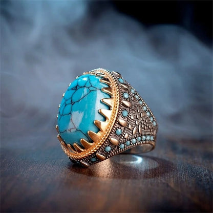 Retro Handmade Turkish Signet Ring For Men