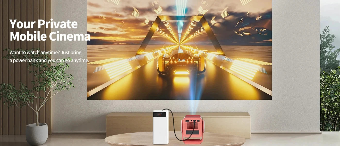 DESS Projector 4K Mini Portable Build-in Apps WIFI6 Mirror SmartPhone For 4K Video Home Cinema Projector Outdoor Rotatable 180°