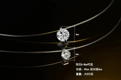 S925 Sterling Silver Transparent Fishing Line Women's Necklace Invisible Chain Diamond Zircon Clavicle Chain Mermaid Tears Penda - AMULET RING STORE