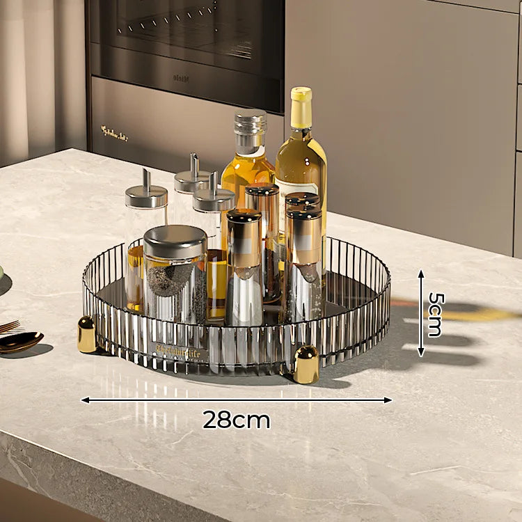 Kitchen Spice Rack Double Layer 360° Rotating Seasoning Holder Large Capacity Shelf Snacks Cosmetics Office Bathroom Storage - AMULET RING STORE