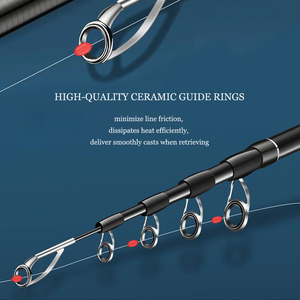 1.8m 2.1m 2.4m 2.7m Telescopic Fishing Rod Travel Spinning Casting Fishing Rod Anti Slip Portable Sea Pole for Angler - AMULET RING STORE