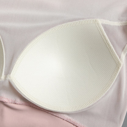 Yoga suit with chest pad sports beauty back fashionable quick-drying short-sleeved T-shirt running Pilates training fitness - AMULET RING STORE