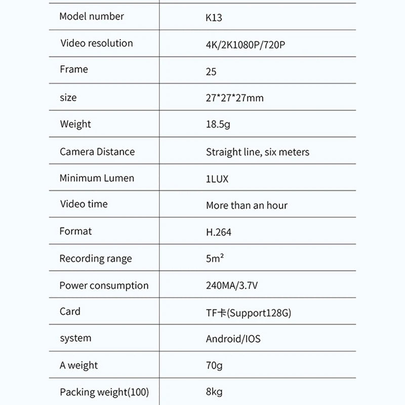 K13 Mini WiFi Camera 1080FHD Mobile Monitoring Infrared Night Vision Remote Monitor Security Surveillance Camcorder Home 2025 - AMULET RING STORE