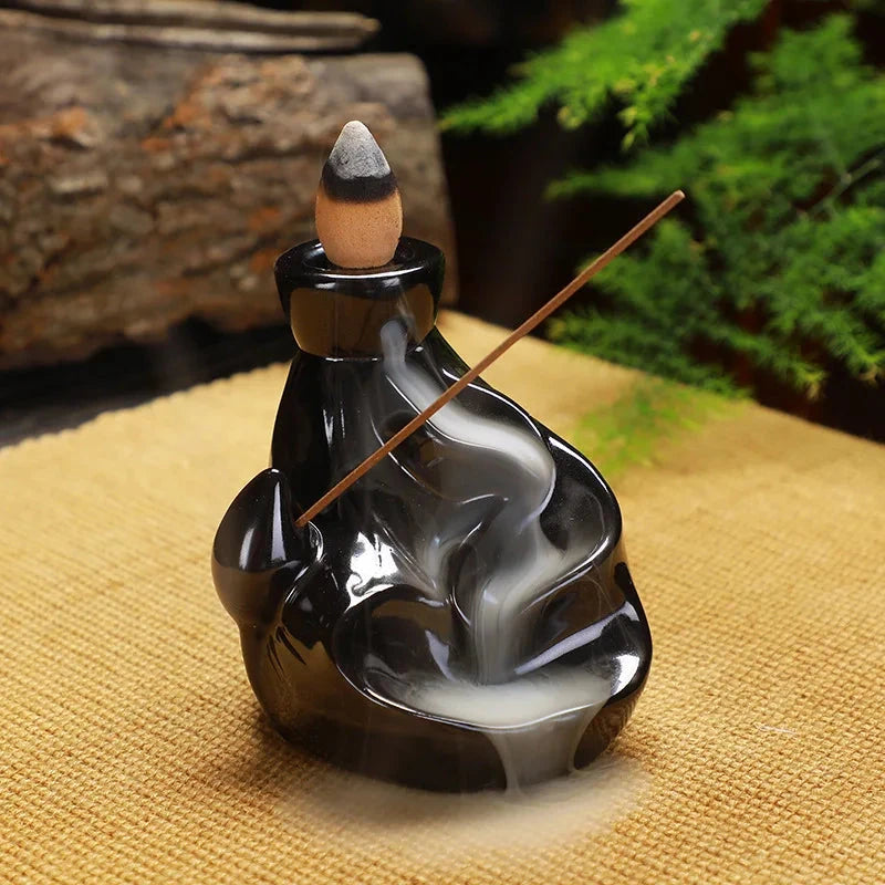 Creative Ceramic Backflow Incense Burner Crafts Office Home Decoration Mountain Incense Holder Buddhist Supplies - AMULET RING STORE