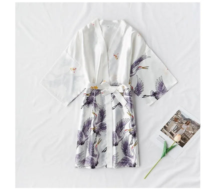 Sexy Nightwear Gown Set Women 2PC Pyjama V-Neck Pajamas Silky Sleepwear Spring Lady Sleep Suit Robe Wear Home Negligee Homewear