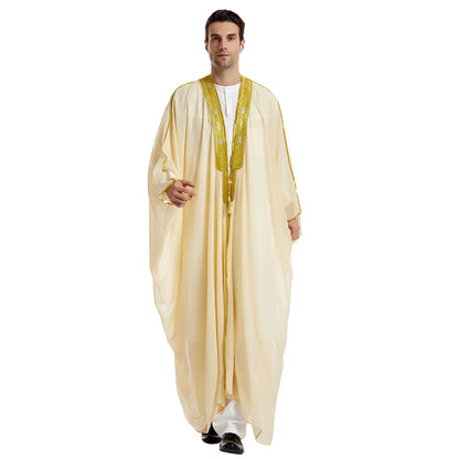 Islam Clothing Men Robe Kaftan Muslim Man Moroccan Casual Long Jubba Thobe Arabic Robe Middle East National Costume Eid Ramadan