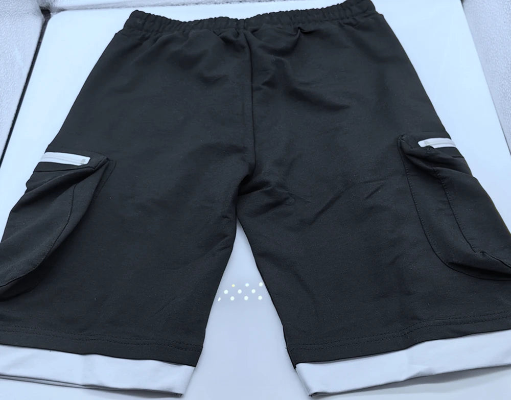 Mens Summer Cargo Shorts Cotton Workout Fitness Shorts Breathable Jogger Training Gyms Bodybuilding Multi Pocket Yellow Shorts