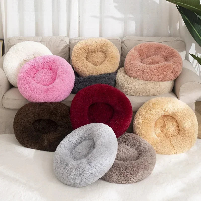 Round Cat Beds House Soft Long Plush Best Pet Dog Bed For Dogs Basket Pet Products Cushion Cat Bed Cat Mat Animals Sleeping Sofa - AMULET RING STORE