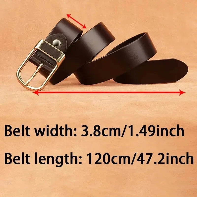 Genuine Leather For Men's High Quality Buckle Jeans Cowskin Casual Belts Business Cowboy Waistband Male Fashion Designer 2024New - AMULET RING STORE
