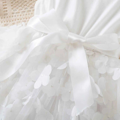 Toddler Baby Girls Clothes Elegant Floral Print Tulle Dress Summer Kids Princess Party Birthday Dress Butterfly Solid Mesh Dress